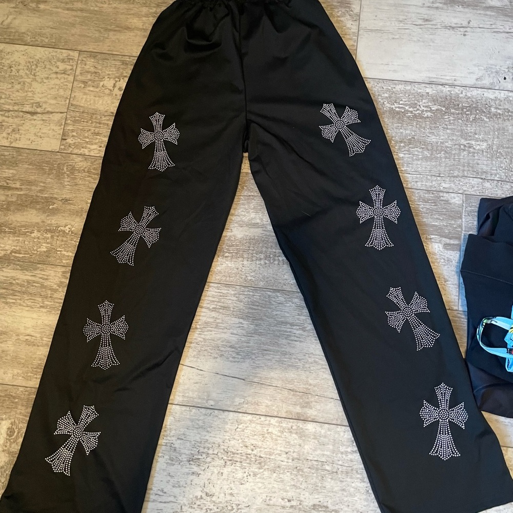 Chrome heart inspired pants